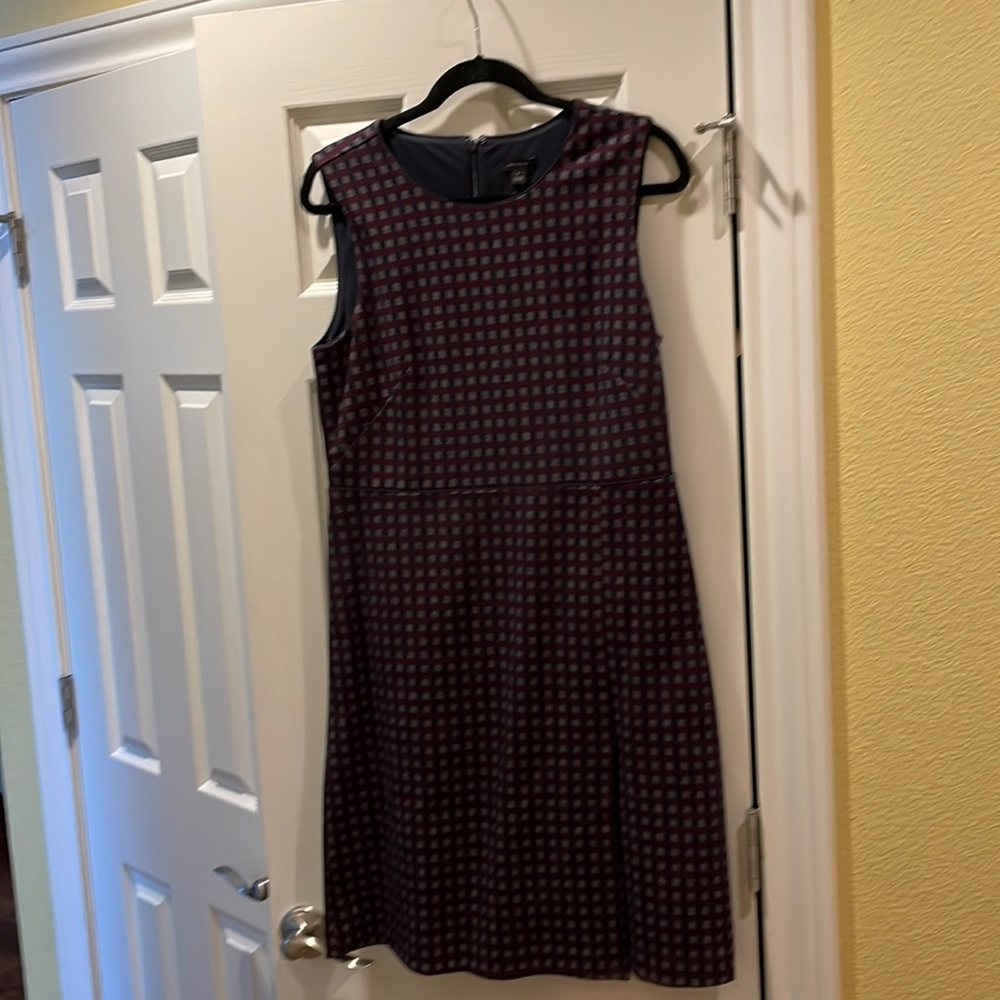 Ann Taylor Sleeveless Dress, Navy & Burgundy, Sz 10